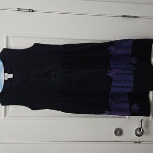 Black and Purple Sleeveless Dress P2P 20 L40 100% Cotton